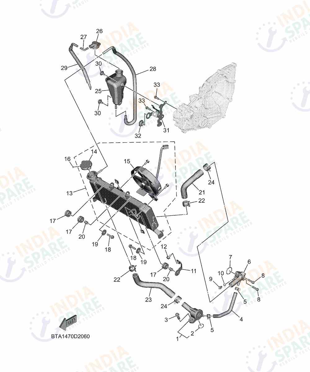 YAMAHA D921 R2 200CC Series RADIATOR & HOSE